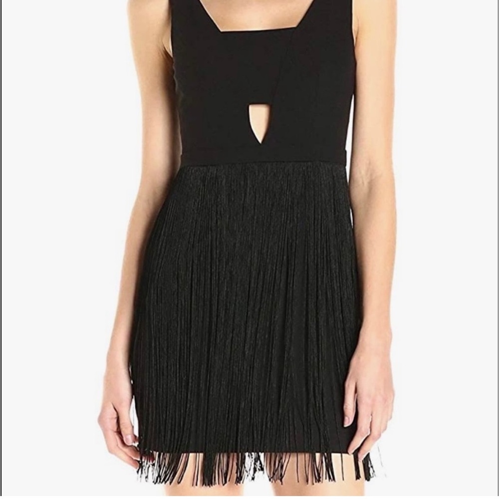 Aidan mattox fringe cocktail dress size 6